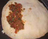 A picture of step 4 of Egg Dosa masala roll.