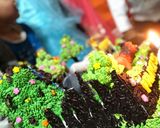 A picture of step 15 of Blackforest jungle theme cake.