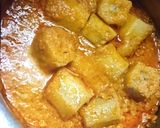 A picture of step 3 of Raw banana with coconut sabzi (jain recipe).