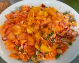 Une image de l'étape 12 de Salade multicolore de riz blanc, carottes, petits pois, tomate, radis et persil.