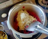 A picture of step 2 of Beetroot khichdi.