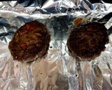 A picture of step 4 of My Chilli Burger with lots of toppings 😘.