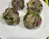 A picture of step 1 of Aloo pitika.