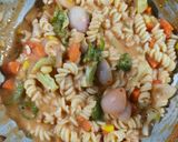 A picture of step 5 of Fussilli Arrabiata with Broccoli and Mushroom.