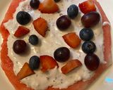 A picture of step 3 of Watermelon pizza/ fruit pizza.