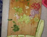 A picture of step 1 of Cucumber boat salad.
