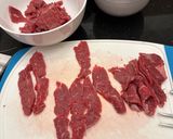 A picture of step 1 of Mongolian Beef.