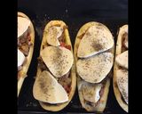 Une image de l'étape 7 de Aubergines farcies saucisses Strasbourg champignons poivrons épices cajun et scamorza grillée.