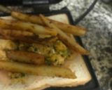 A picture of step 6 of Scrambled eggs and masala fries sandwich.
