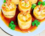 Hình bước làm 4 của món Đậu Hủ Trứng Hấp Tôm