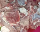 A picture of step 1 of Bhindi ghousht.