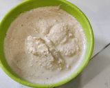A picture of step 4 of Pesarattu with Coconut Peanut Chutney.