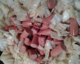 A picture of step 3 of Sweet and sour cabbage with hotdogs.