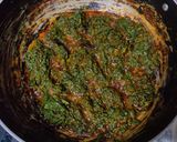 A picture of step 2 of Spinach and chickpea flour dry curry (Palak besan sabji).