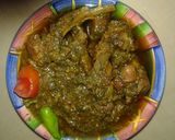 A picture of step 4 of Palak gosht.