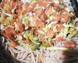 A picture of step 6 of Orange Sauce Spaghetti with chicken patty.