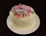 A picture of step 18 of Vanilla Layer Cake with Whipped Chocolate Ganache Filling and Whipped Coconut Cream Frosting.