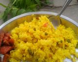 A picture of step 4 of Fried rice with green gram.