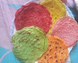 A picture of step 4 of Eggless rainbow cake.