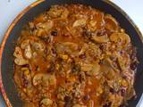 Hungarian Mushroom Paprikash with rice, wild rice, corn and red beans