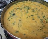 A picture of step 6 of Methi pithla jowar green garlic bhakri and thecha village style.