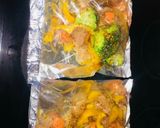 A picture of step 5 of Easy mustard and honey chicken lunch with sweet potato cubes.