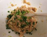 A picture of step 2 of Inside out gyosa with baby bok choy.