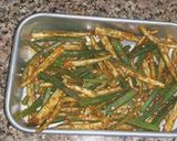 A picture of step 4 of Kurkuri bhindi in microwave.