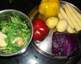 A picture of step 1 of Veg platter in green masala.