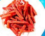 A picture of step 6 of Tandori fries Valentine day fries 😂❤️.