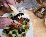 A picture of step 5 of Crispy Chicken Caesar Salad.
