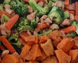 Foto del paso 4 de la receta Wok de verduras con pavo y un toque a cacahuete 🥜