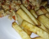 A picture of step 2 of Cinnamon Fried Yam and Scrambled eggs.