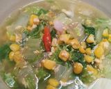 Foto langkah ke 3 dari resep Tumis Sawi Putih Jagung Telur.