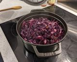 A picture of step 4 of Red cabbage with port, prunes, & orange.
