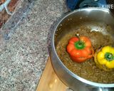 A picture of step 7 of Achari shimla mirch keema - capsicum with beef mince.