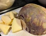 A picture of step 1 of Beef Clear Soup with Rutabaga (Swede).