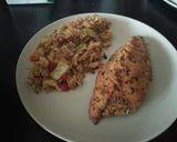 Foto del paso 4 de la receta: Solomillo de pavo con arroz en salsa de soja negra y verduritas
