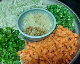 A picture of step 1 of Triple Schezwan Fried Rice.
