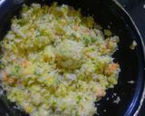 A picture of step 4 of Chainese manchurian with soup and fried rice.