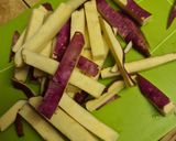 A picture of step 1 of Air fried Cinnamon sugar sweet potato chips.