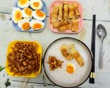 Hình bước làm 5 của món CHÁO TRẮNG, TRỨNG MUỐI, CỦ CẢI KHÔ, CÁ KHÔ