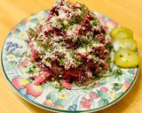 A picture of step 5 of Salad - appetizer of baked beetroot and cheese.