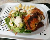 A picture of step 6 of My Chilli oil coated Chicken with a chilli flavoured Salad 🤩.