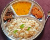A picture of step 5 of Panchmel Dal or Panchratna Dal and Jeera Rice.
