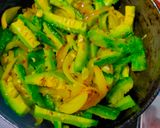 A picture of step 3 of Karela nu shak.