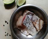 A picture of step 1 of Dahi katla fish curry.
