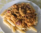 A picture of step 9 of Creamy and Spicy Chicken and Chorizo Pasta.