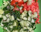 A picture of step 1 of Fattoush - Lebanese salad.