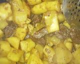 A picture of step 2 of Kappa Erachi biryani (Tapioca beef biryani).